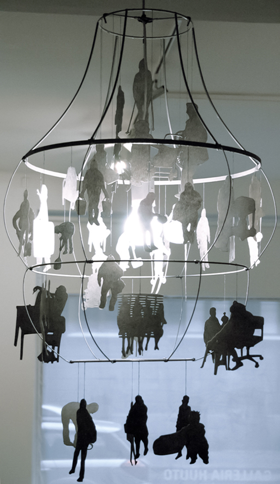 Elina Katara | Chandelier | 2007 | pencil on paper, mixed media, light bulb