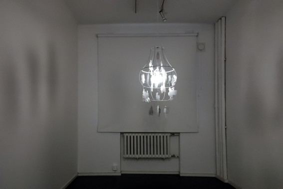 Elina Katara | Chandelier | 2007 | pencil on paper, mixed media, light bulb