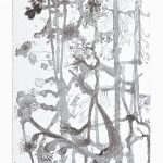 Elina Katara | Growth | 2024 | ink, primer and engraving on laminated chipboard found in a skip