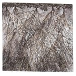 Elina Katara | Once upon a time there were trees | 2024 | mixed media; ink, watercolour and engraving on laminated chipboard found in a skip